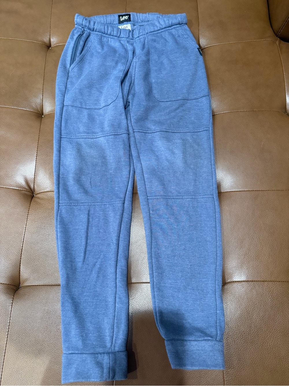 Lee Navy Blue Boys Ribbed Cuffs Soft Fleece Joggers with Elastic Waist 10/12